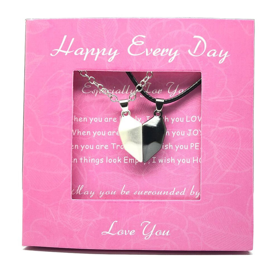 Miniatura: 2Pcs Magnetic Couple Necklace Lovers Heart Pendant Distance Faceted Charm