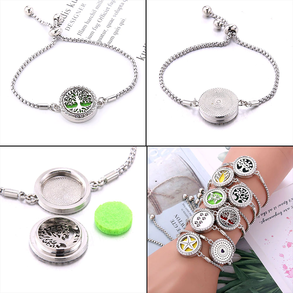 サムネイル： Adjustable Perfume Essential Oil Diffuser Locket Bracelet 316L Stainless Steel