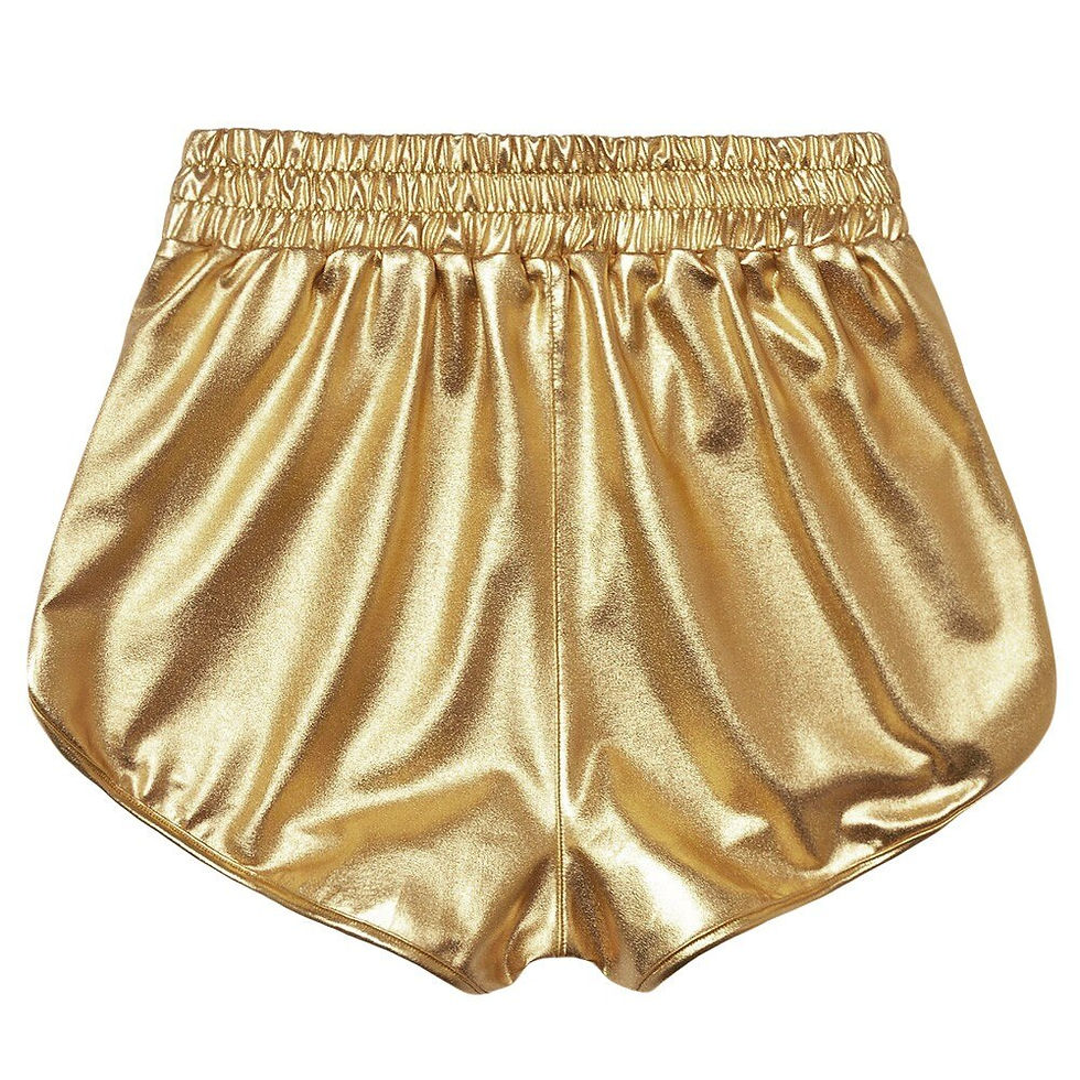 サムネイル： Bling Soild High Waist Yoga Sport Shorts Women Shiny Metallic Shorts Leggings
