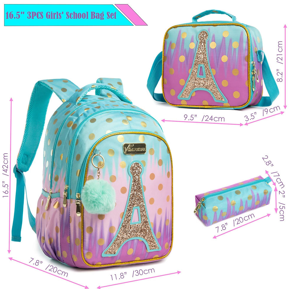 Thumbnail: Girls Sequin 3-piece School Bag Set