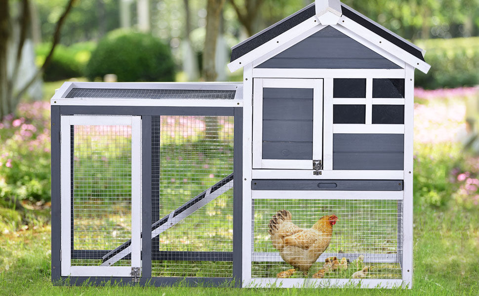 Miniature : TOPMAX Upgrade Natural Wood House Pet Supplies Small Animals House Rabbit Hutch,