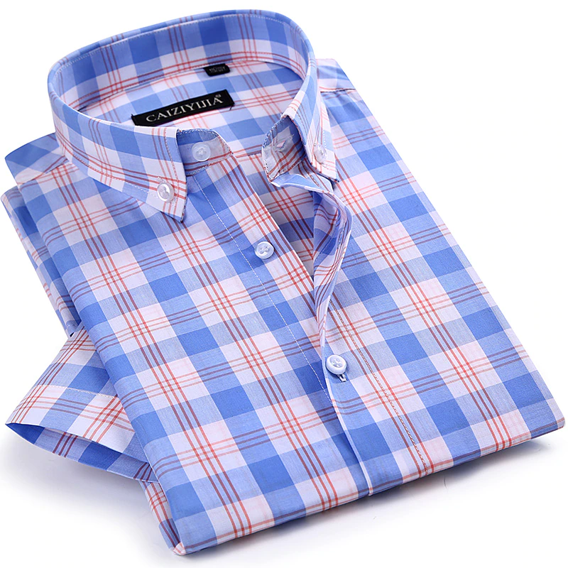 Miniaturbild: Men's Multi-Color Checkered Plaid Short Sleeve Shirt (Pure Cotton)