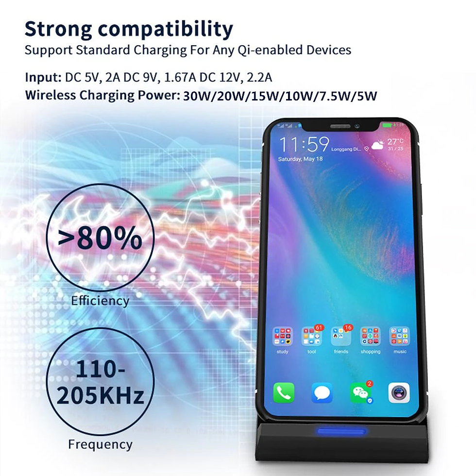 Miniaturbild: 30W Qi Wireless Charger Stand For iPhone 13 12 11 Pro X XS Max XR 8 Samsung S21 