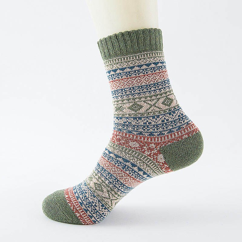 थंबनेल: Winter Thick, Warm Striped Wool Socks 