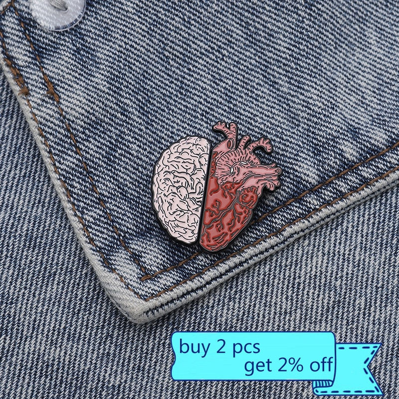 Thumbnail: 7pcs Heart pin Ocean Wave Bandage brave hearts enamel pins brooch for women men 