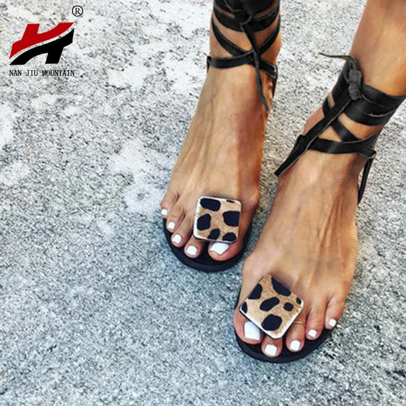 Miniature : Women's Flat Open-Toe Leopard Casual Shoes