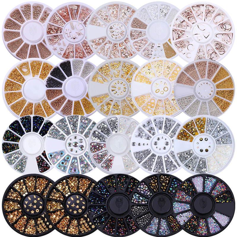 Thumbnail: Colourful Crystal Nail Studs | Nail Beads | 3D Nail Art 