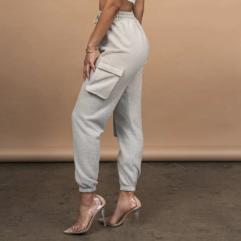 Miniaturbild: Women Tracksuit Sexy Crop Tops Sweatpants Casual Tank Tops Pocket Pants Pullover