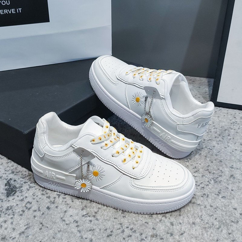 Miniature : Women's Leather Light White Sneakers