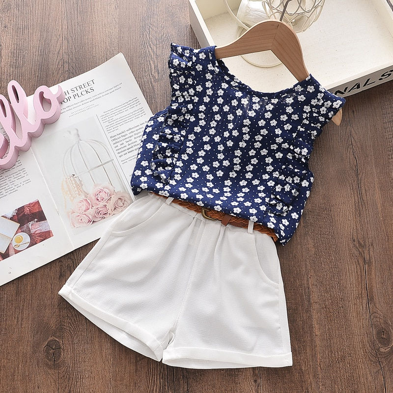 Miniatura: Beautiful Floral Sleeveless Children's O-neck Suit
