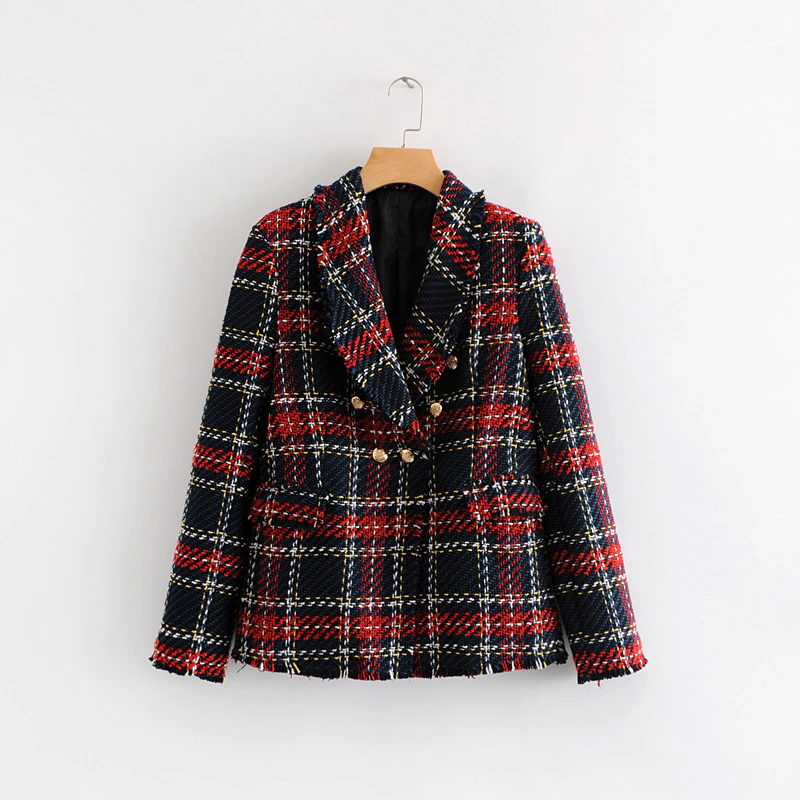 縮圖：Women's Plaid Vintage Tweed Jacket