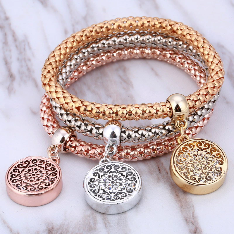 Thumbnail: ZOSHI 3 Pcs/Set Crystal Owl Heart Charm Bracelets & Bangles Gold Alloy Elephant 