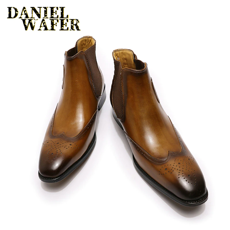 Miniatura: Luxury Chelsea Genuine Leather Men's Ankle Boots 