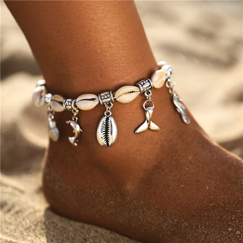 Miniaturbild: Starfish Pendant Anklets 2019 For Women New Stone Beads Shell Anklet Bohemian