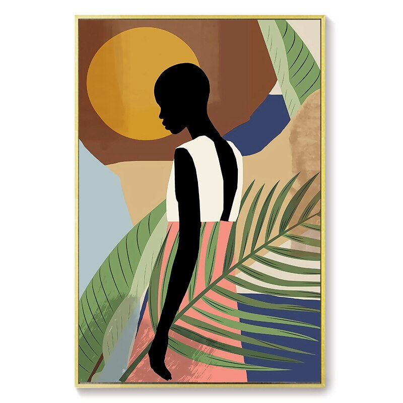Thumbnail: Geometric Abstract Girl Minimalist Wall Art Canvas Painting 