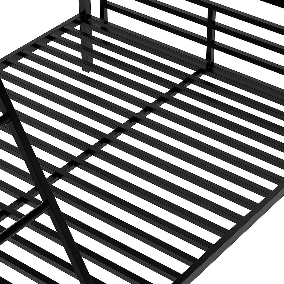 थंबनेल: Twin over Full Bunk Bed with a Twin Size Loft Bed attached, with a Desk, Metal, 