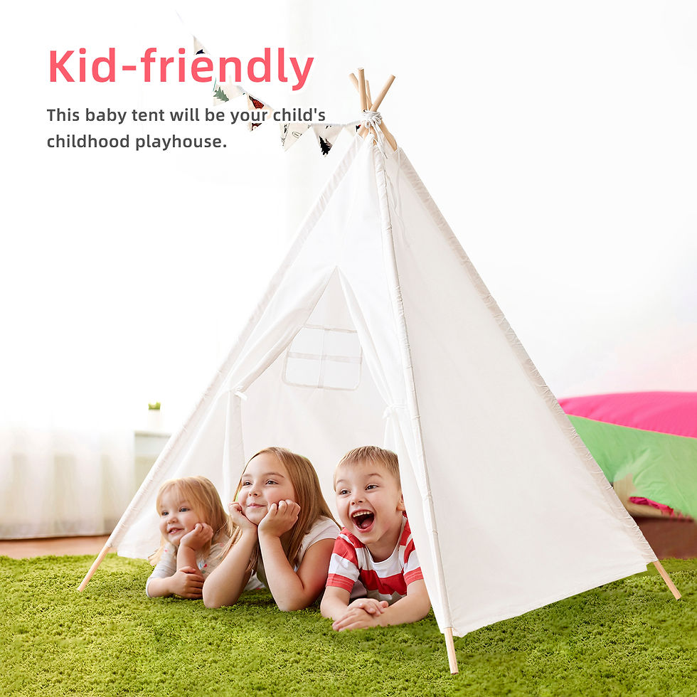 Miniature : Kids Tent Natural Cotton Canvas Stable Framework Indoor Outdoor Safe Playing Hou