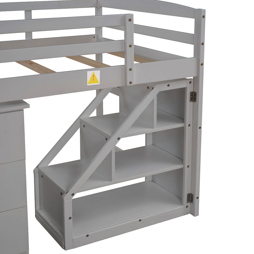 Miniaturbild: Twin Size Loft Bed with Multifunctional Movable Built-in Desk and and Staircase,