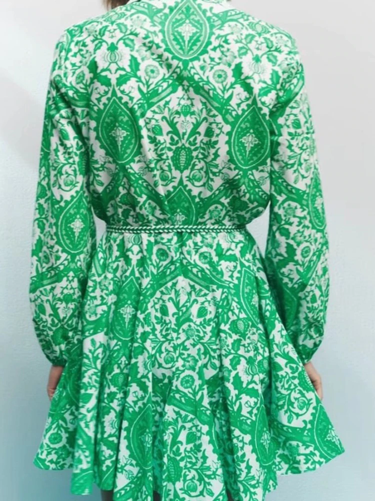 Thumbnail: Women's Pleated Drawstring Floral-print Dress