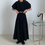Miniatura: Vintage Women's Puff-sleeve Top and Pleated Long A-line Skirt