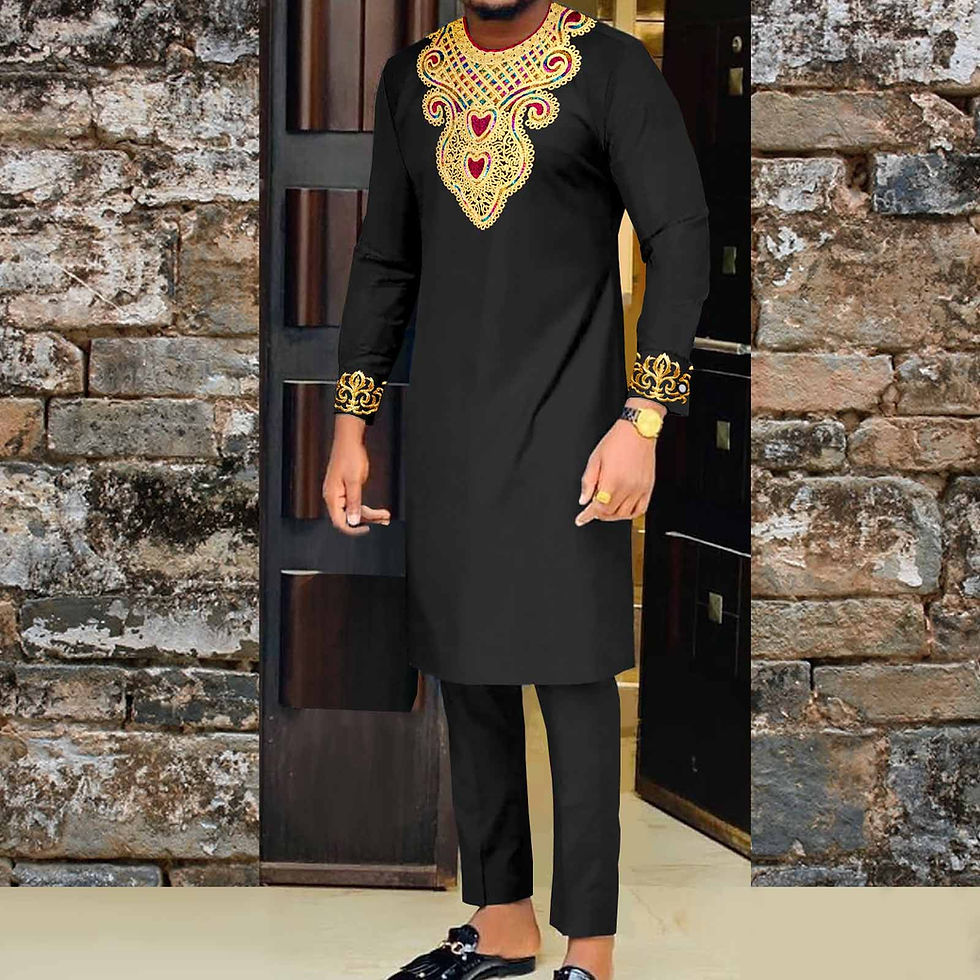 Miniatura: African Men's Embroidery Shirt and Ankara Pants