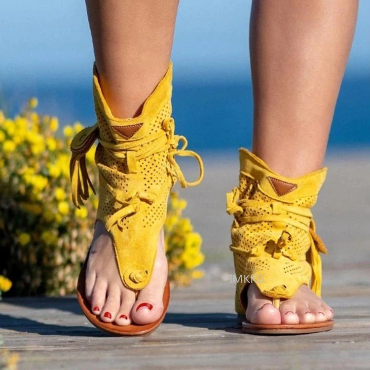 サムネイル： Women's Retro Sandals | Gladiator Ladies Clip Toe Vintage Boots 