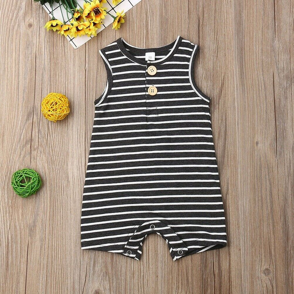 Thumbnail: 2019 Baby Summer Clothing 0-24 Newborn Infant Baby Boy Girl Striped Romper