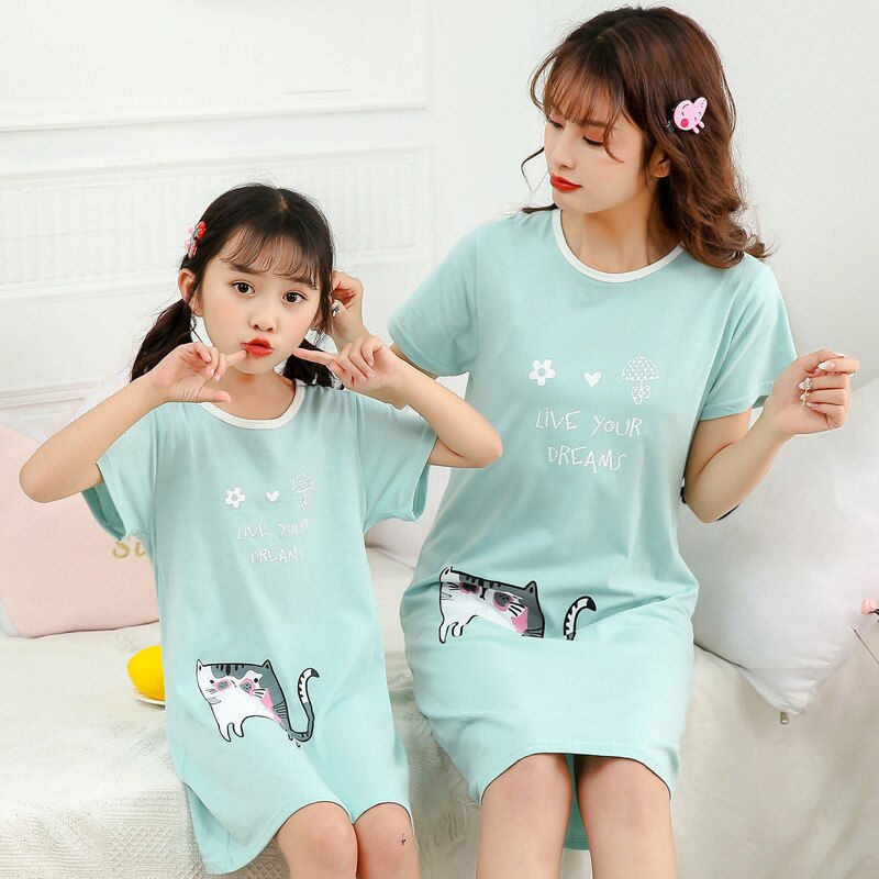 Miniature : Unicorn Cotton Nightdress Little Teen Girl Pajamas Dresses Children Cartoon