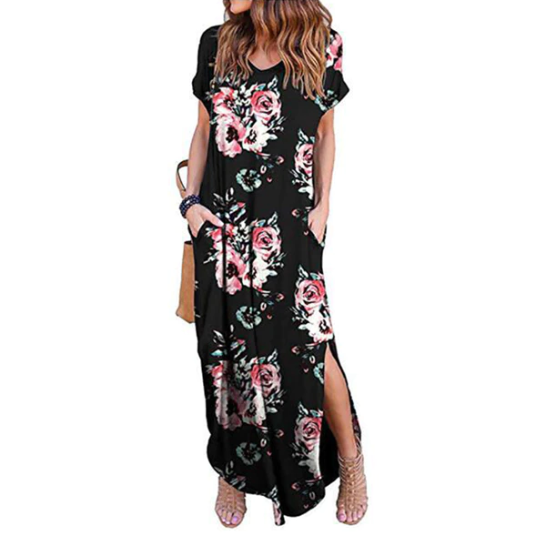 Thumbnail: Plus Size 5XL Casual Short-sleeve Maxi Dress