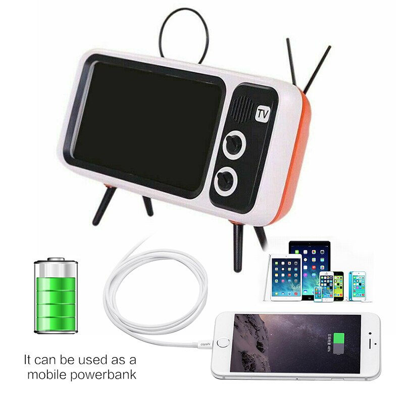 थंबनेल: 3-In-1 Wireless Retro Mini Portable TV | Bluetooth Bass Speaker | Phone Holder 