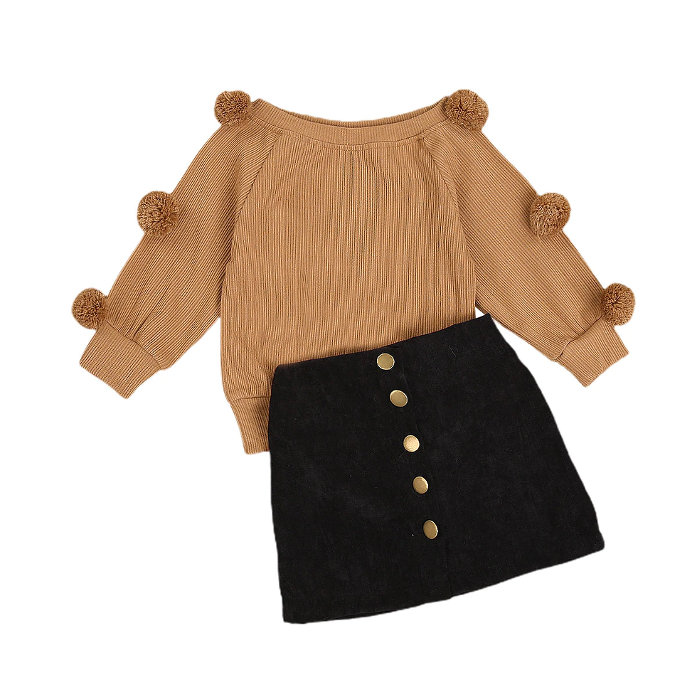 Miniaturbild: 2Pcs Toddler Kids Solid Color Outfits