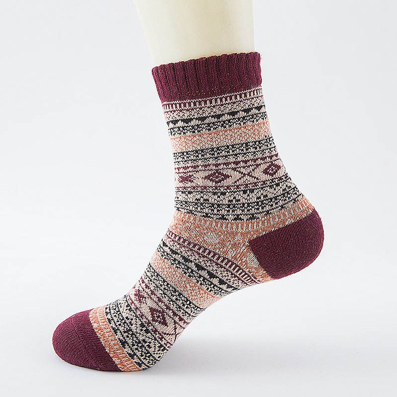 थंबनेल: Winter Thick, Warm Striped Wool Socks 