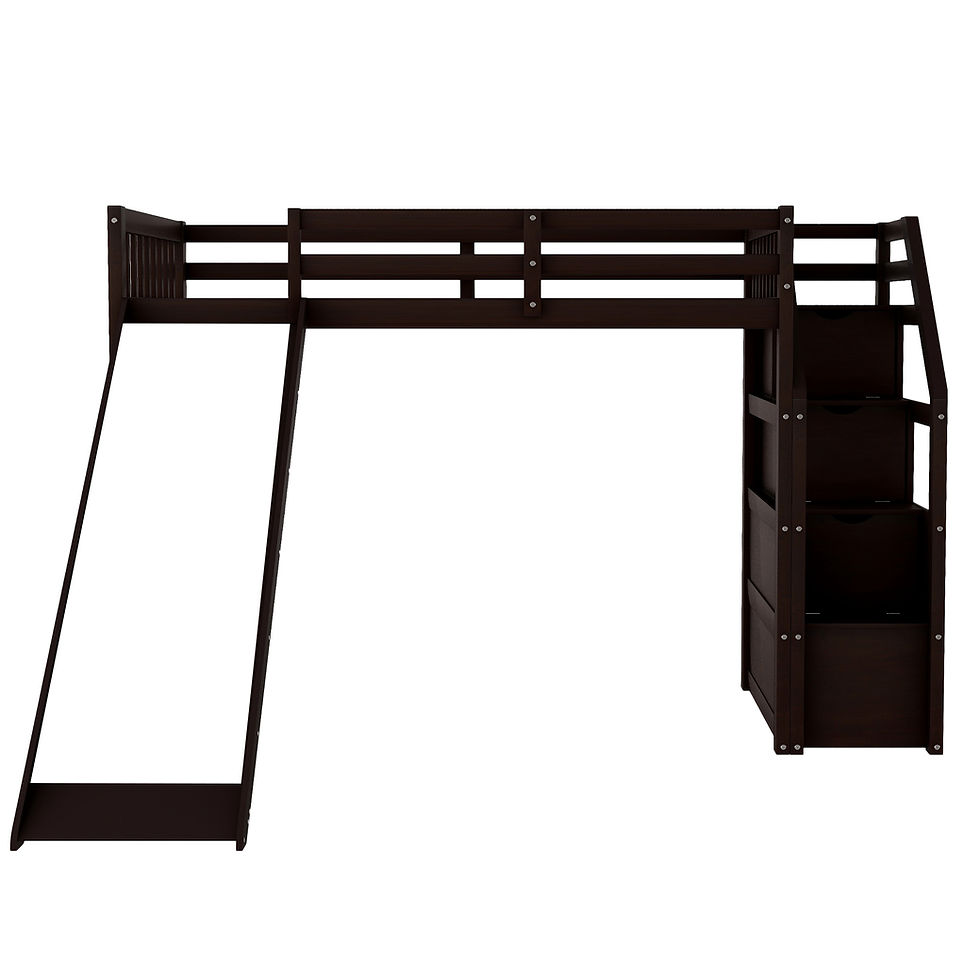 Thumbnail: Twin Size Loft Bed with Storage and Slide, Espresso