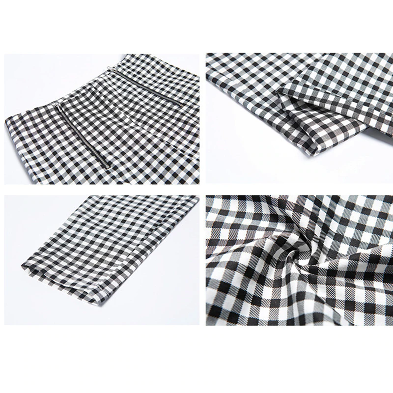 थंबनेल: Women Plaid Leggings Slim Pants Exercise Trousers Solid Compression Pants