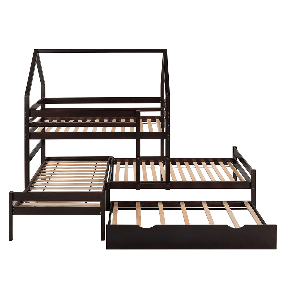 Miniatura: Triple Bed Twin over Twin over Twin Triple Bed Bunk bed with Trundle, Wooden Hou