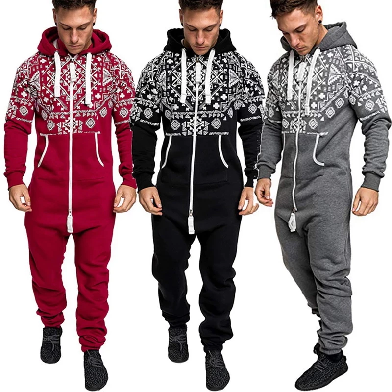 Thumbnail: One Piece Men's Hooded Fleece Jumpsuit 