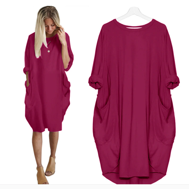 サムネイル： Women's Casual Loose Dress with Pocket 