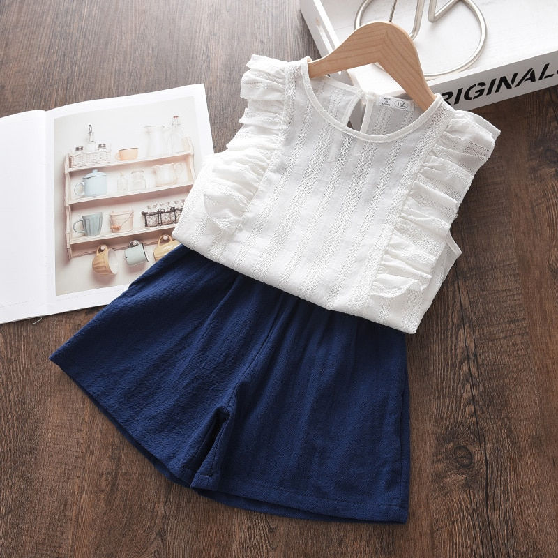 Miniatura: Beautiful Floral Sleeveless Children's O-neck Suit