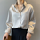 Thumbnail: Fashionable Women's Satin Vintage Blouse 
