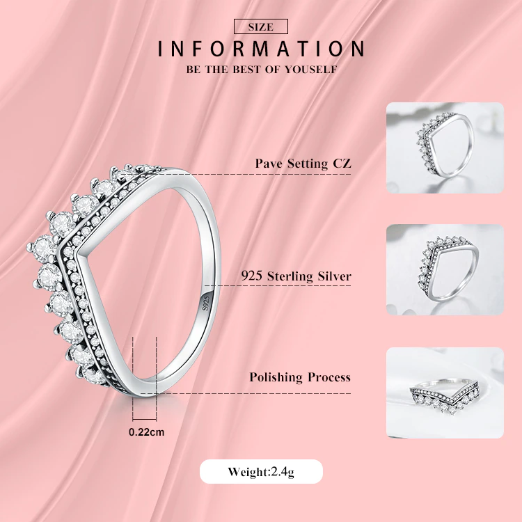 Thumbnail: Modian Fashion 100% | Real 925 Sterling Zircon Crown Finger Ring