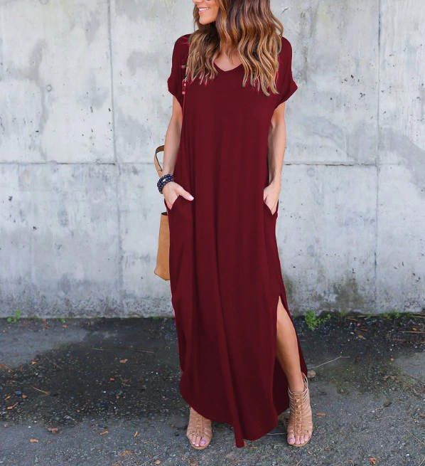 Thumbnail: Plus Size 5XL Casual Short-sleeve Maxi Dress
