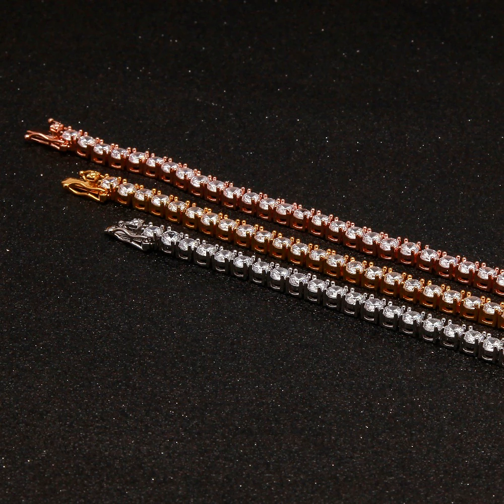 Miniatura: Uwin 1 Row Cubic Zircon Tennis Link Bracelet Rose Gold/Silver Color Iced Out