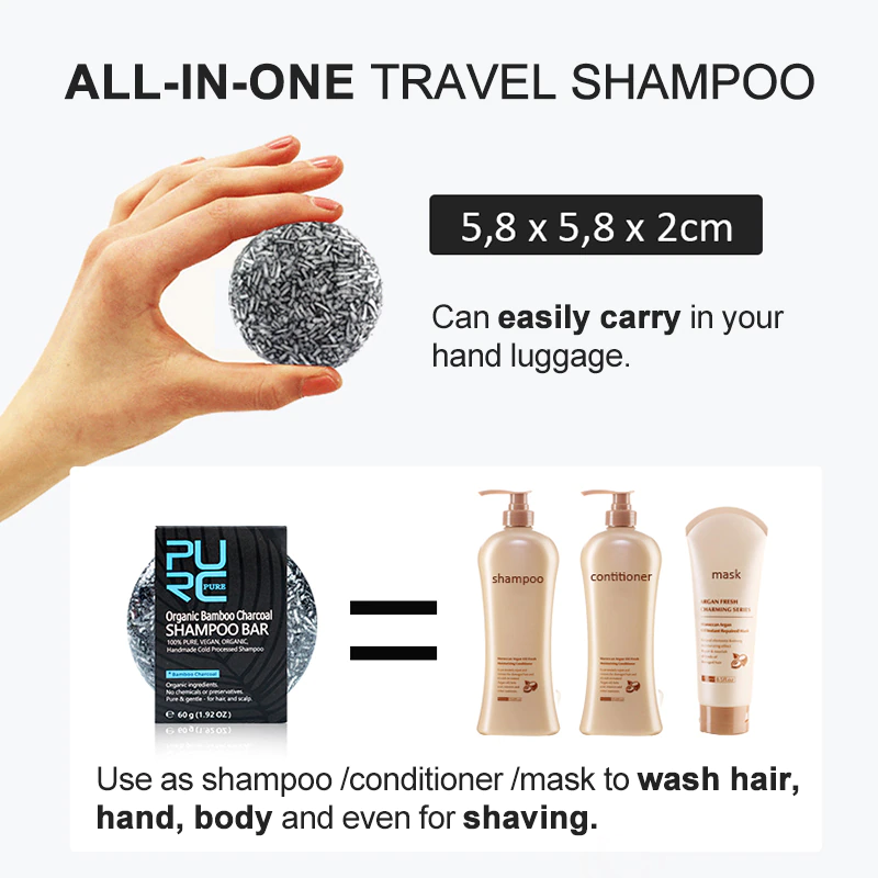 Thumbnail: Darkening Shampoo for Gray Hair Bamboo Charcoal Detoxifying Foaming Solid Bar