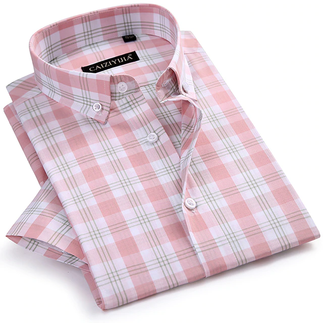 Miniaturbild: Men's Multi-Color Checkered Plaid Short Sleeve Shirt (Pure Cotton)