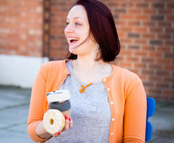 laughing at a doghnut
