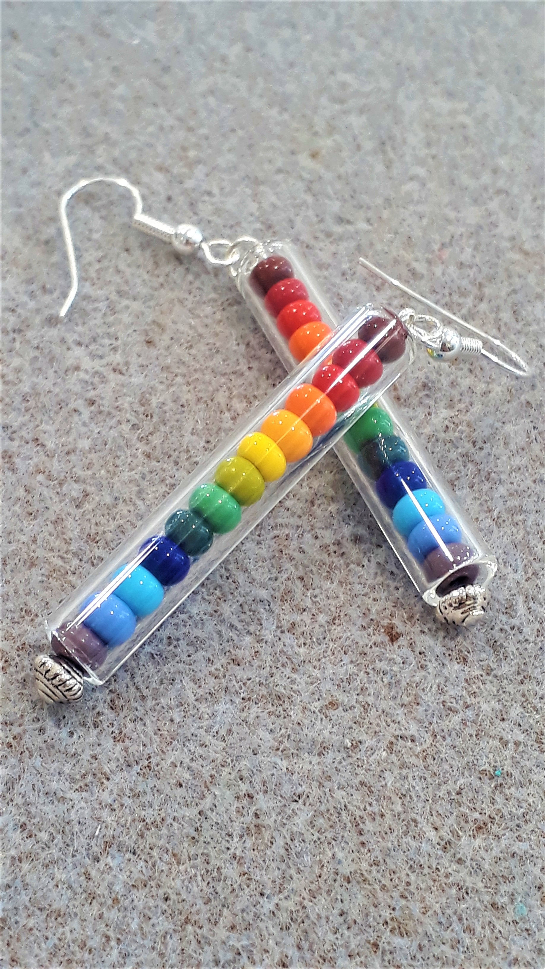Rainbow tube earrings