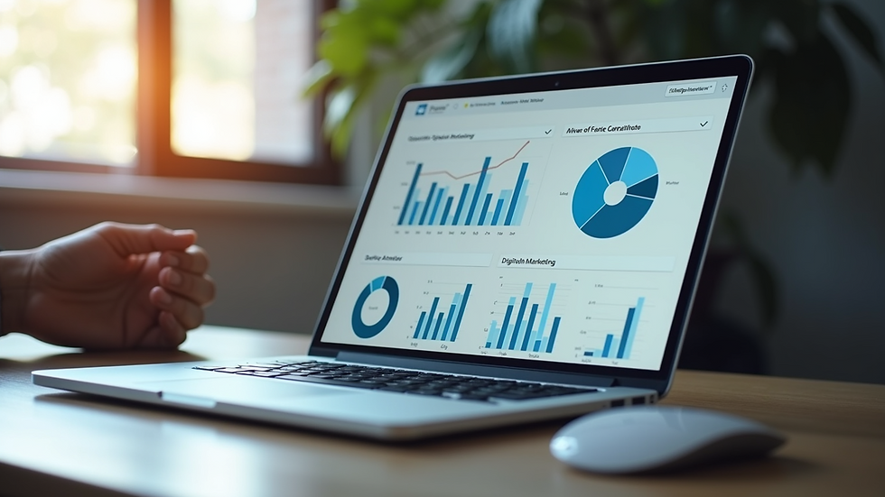 Close-up view of a laptop screen showing digital marketing analytics