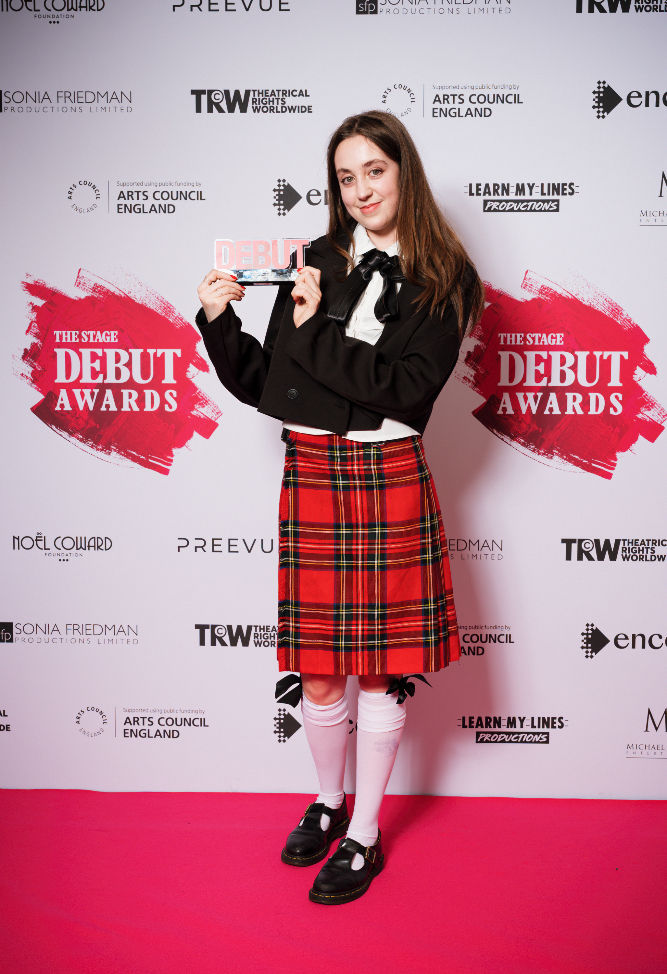 Milly Sweeney, writer of play Someone’s Knockin at the Door, received Best Writer - Stage Debut Award 2025.