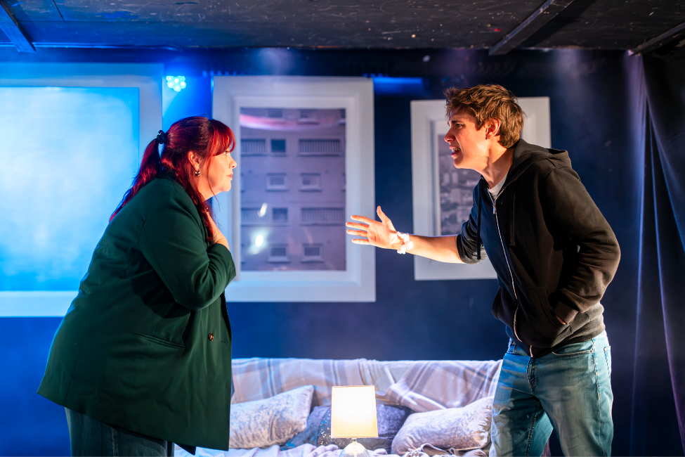 Elaine Stirrat and Paul Gorman in Gravity at A Play, A Pie and A Pint. Photo credit: Tommy Ga-Ken Wan