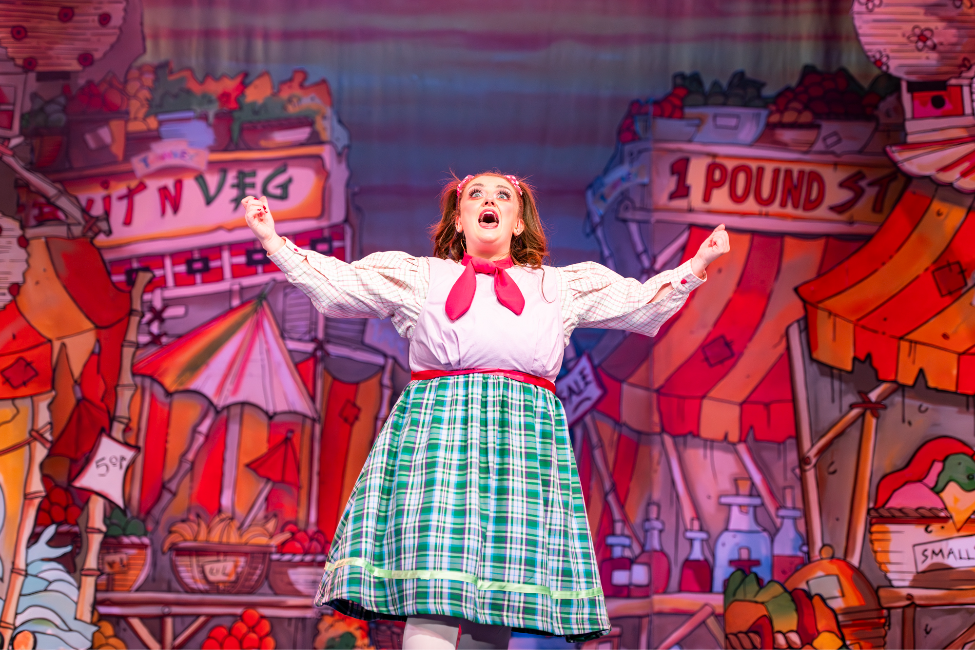 Ciara Flynn as Alassie in Aladdie, The Gaiety Theatre Ayr panto 2025. Photo credit: Tommy Ga-Ken Wan